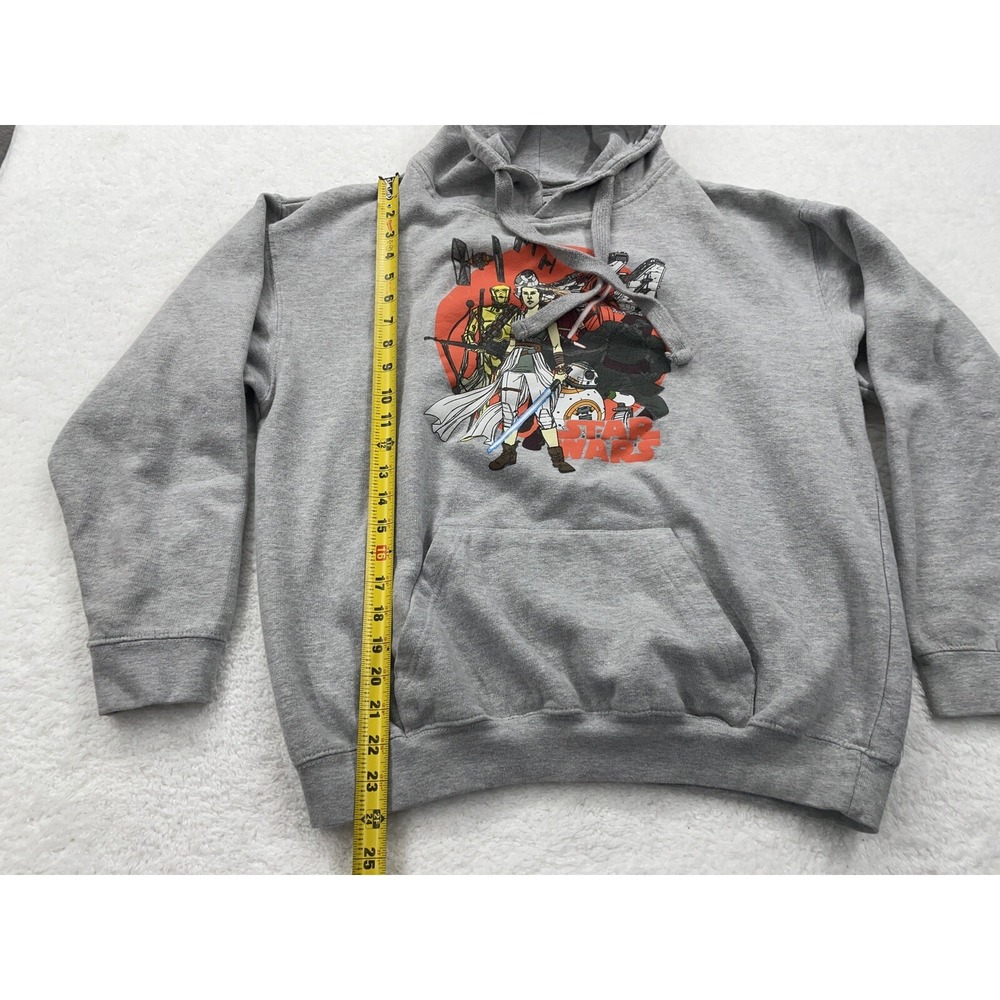 Star Wars Kids XL Gray Graphic Hoodie Rey Kylo Ren BB-8 Pullover Sweatshirt - Picture 7 of 12